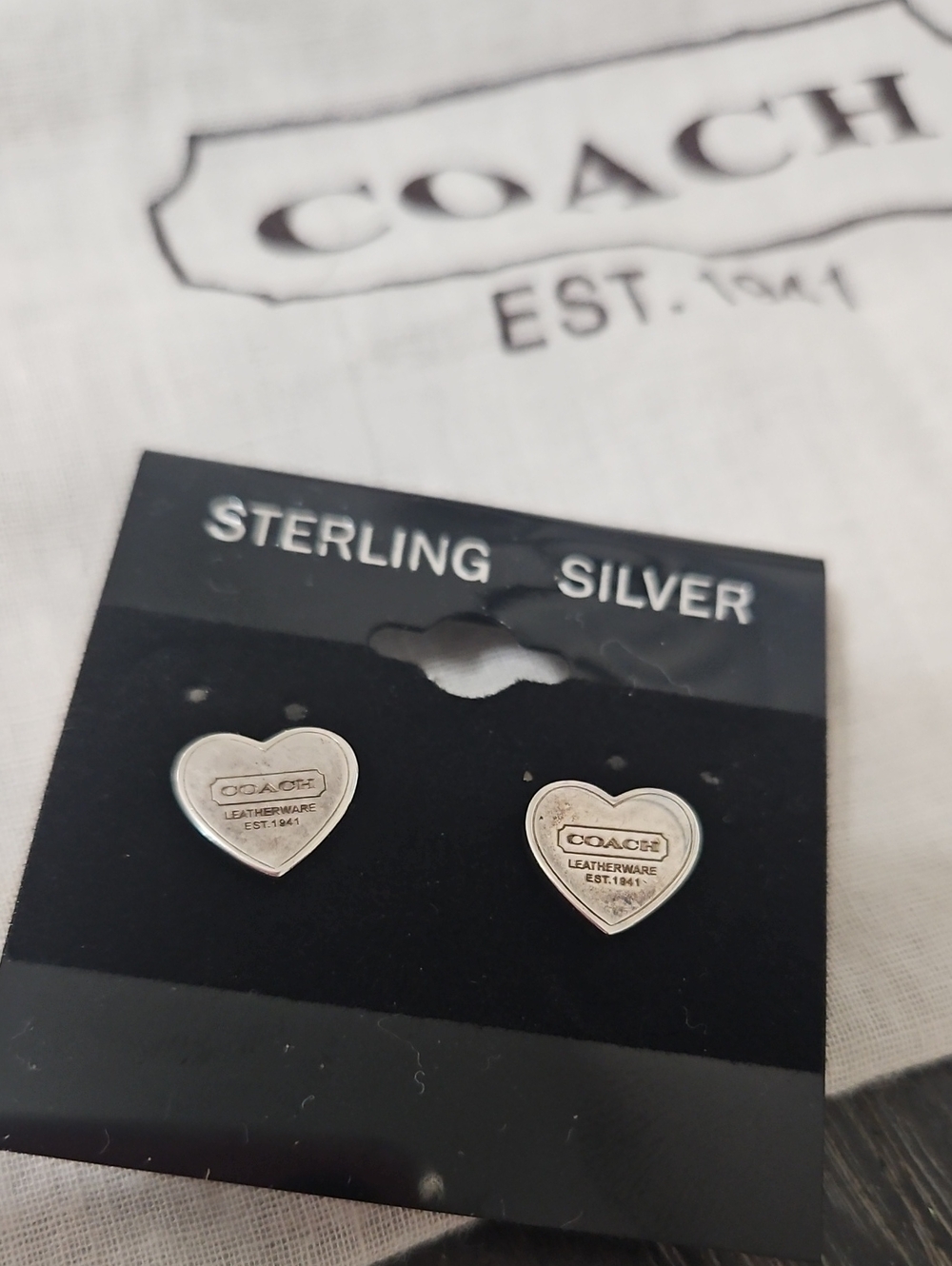 Coach Heart Silver Earrings